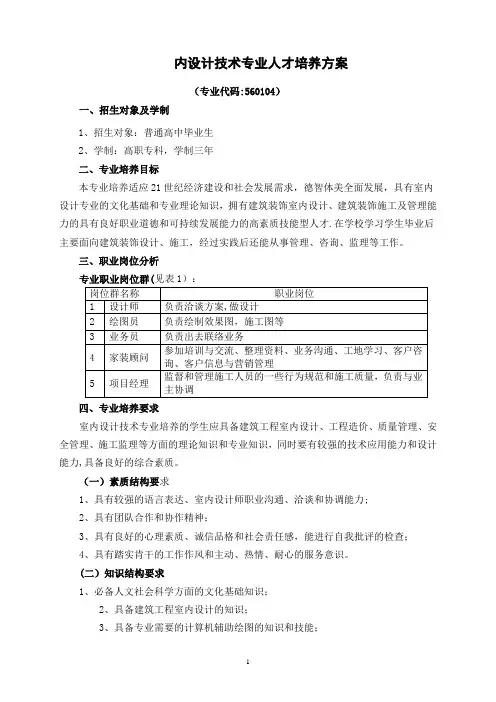 室内设计人才培养方案