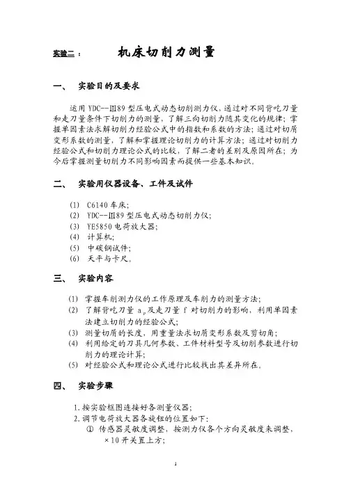 机床切削力测量