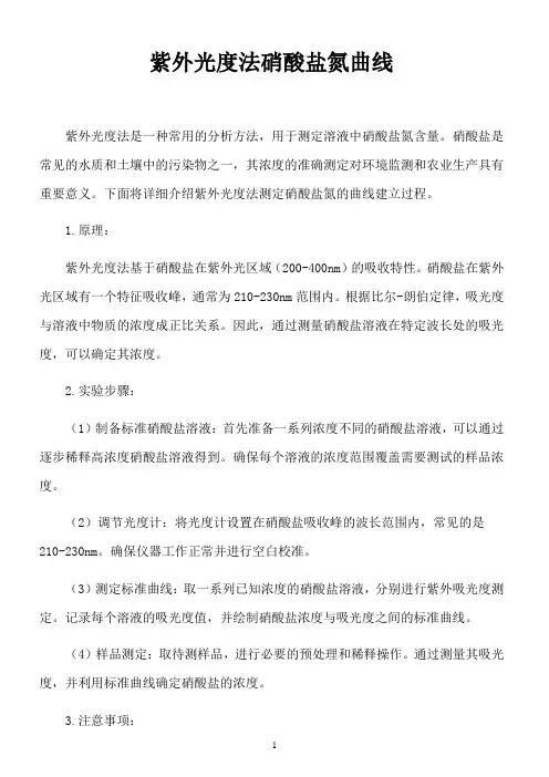 紫外光度法硝酸盐氮曲线