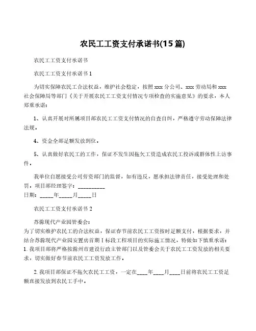 农民工工资支付承诺书(15篇)