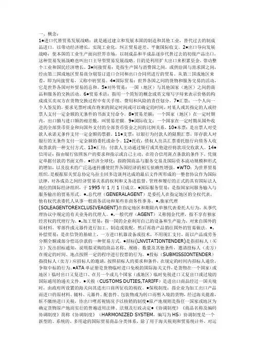 国际商务重点概念题和论述题