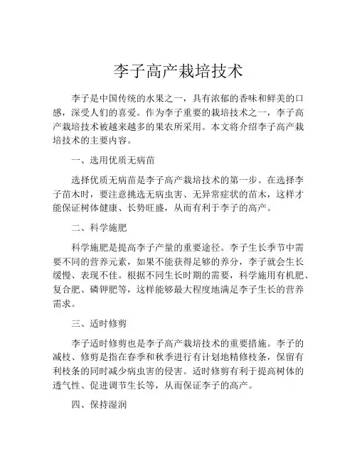 李子高产栽培技术