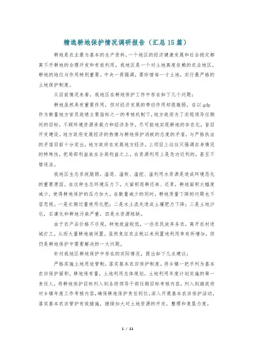 精选耕地保护情况调研报告(汇总15篇)