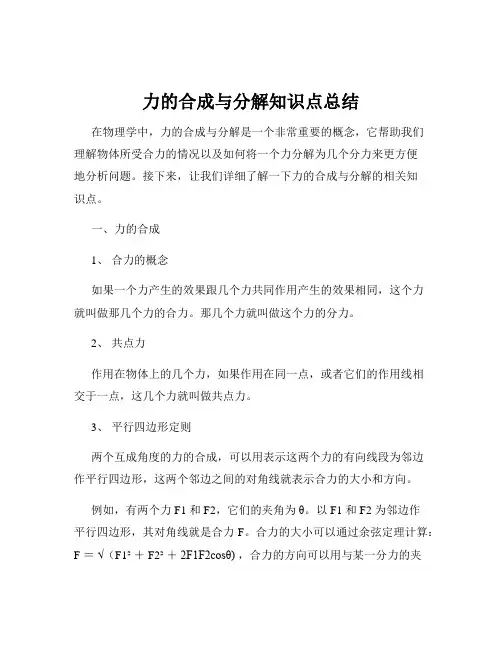 力的合成与分解知识点总结