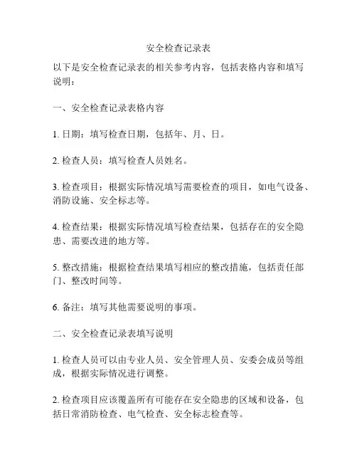 安全检查记录表
