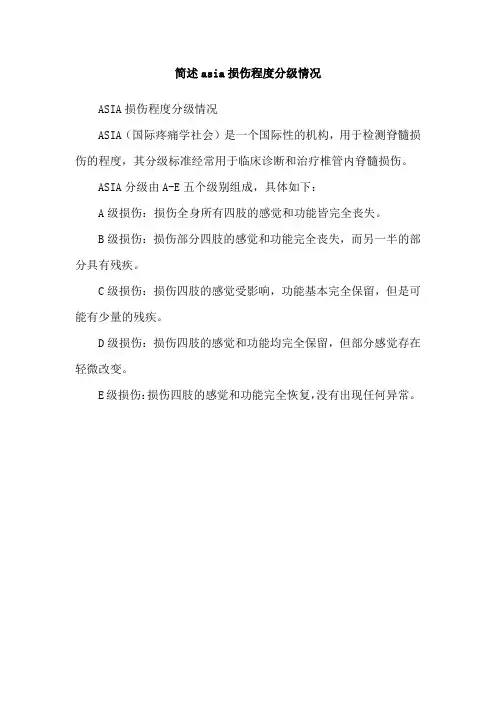 简述asia损伤程度分级情况