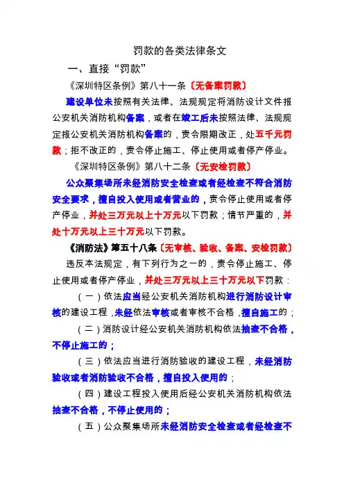 消防行政处罚罚款的各类法律条文