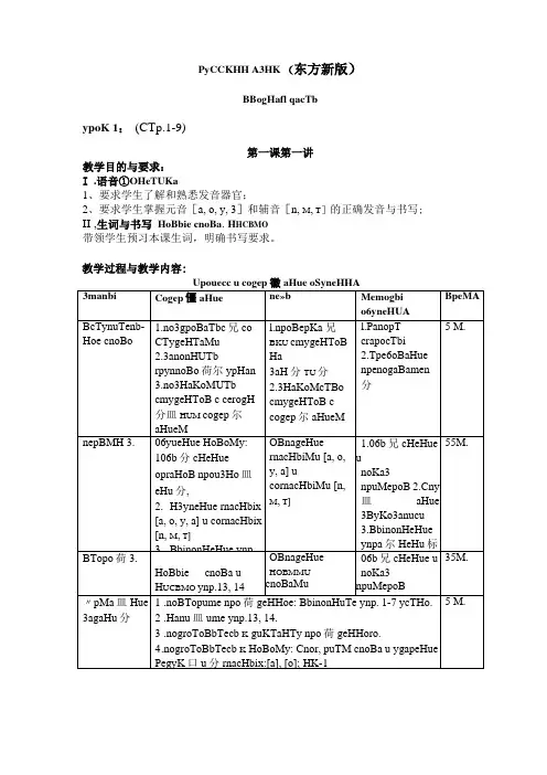 大学俄语东方新版第一册第1课精品