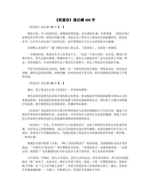 《范爱农》读后感400字