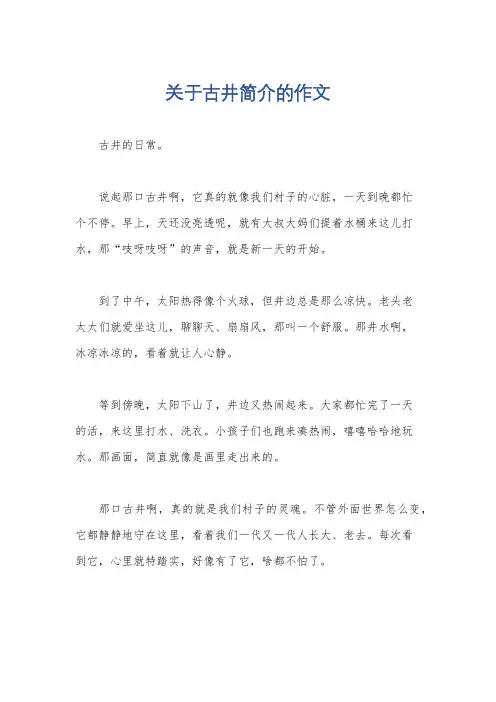 关于古井简介的作文