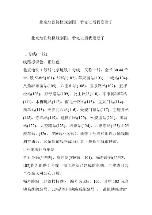 北京地铁终极规划图,看完以后我崩溃了