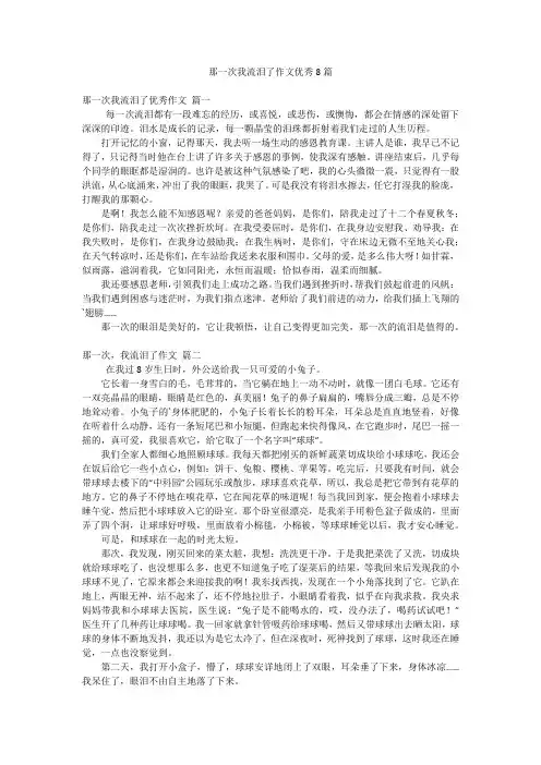 那一次我流泪了作文优秀8篇
