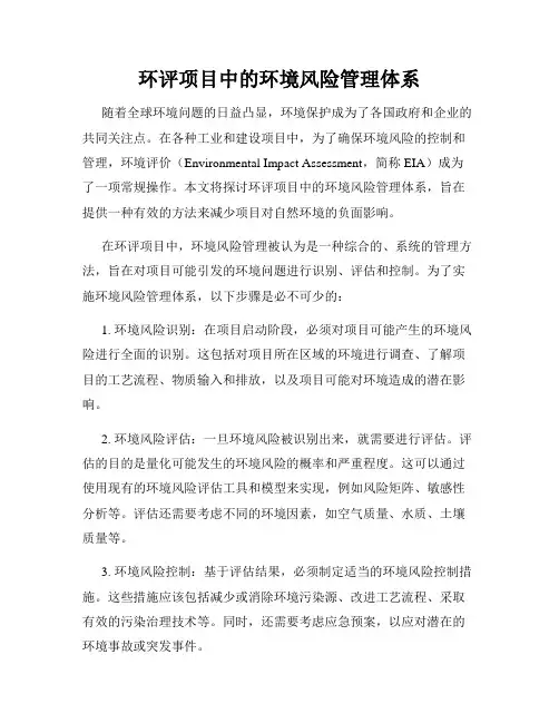 环评项目中的环境风险管理体系