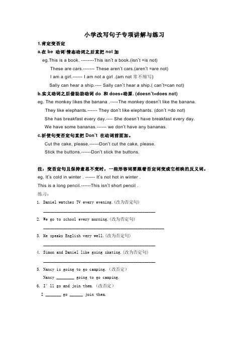 小学改写句子专项讲解与练习