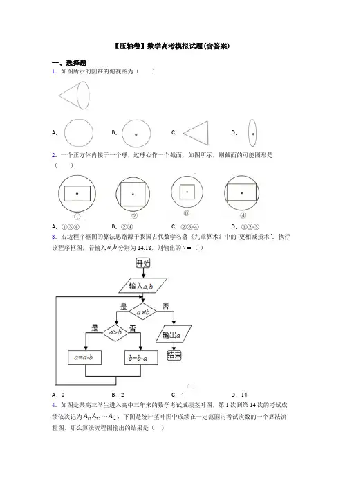【压轴卷】数学高考模拟试题(含答案)