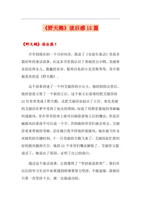 《野天鹅》读后感15篇