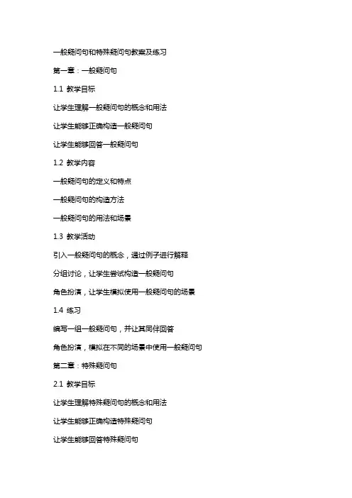 一般疑问句和特殊疑问教案及练习