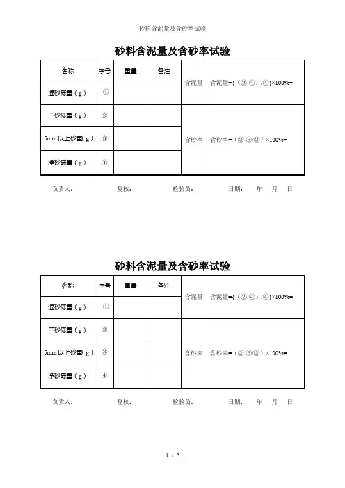 砂料含泥量及含砂率试验