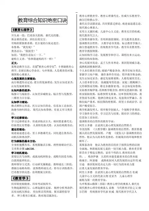 考研333教育综合知识点速记口诀