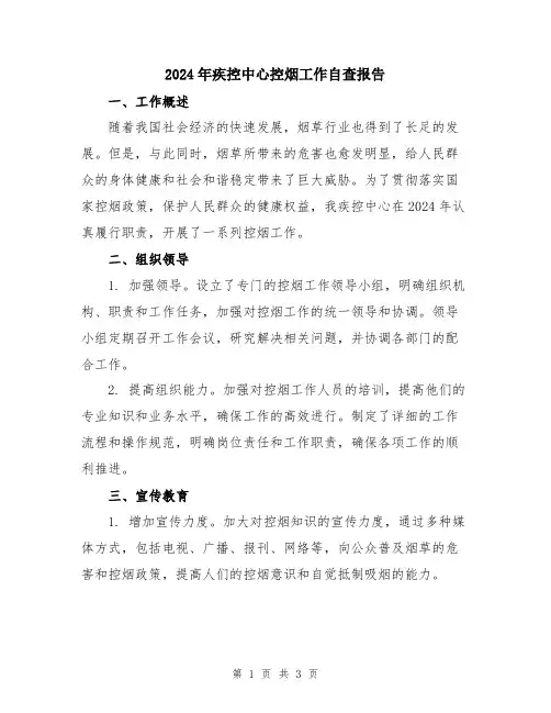 2024年疾控中心控烟工作自查报告