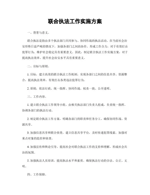 联合执法工作实施方案
