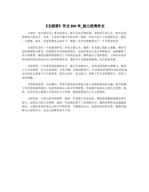 《王昭君》作文800字_初三优秀作文