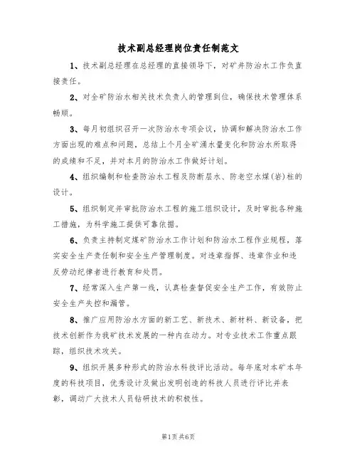 技术副总经理岗位责任制范文(3篇)