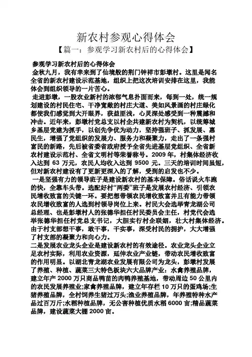 新农村参观心得体会