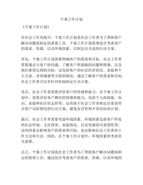个案工作计划