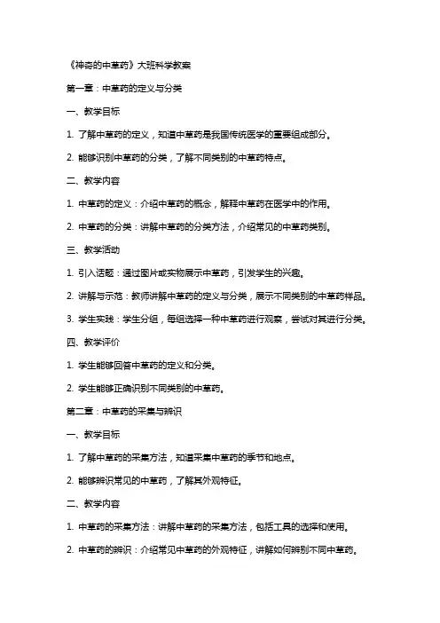《神奇的中草药》大班科学教案
