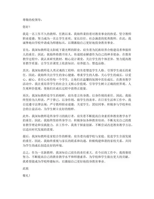 新教师师德标兵申请书