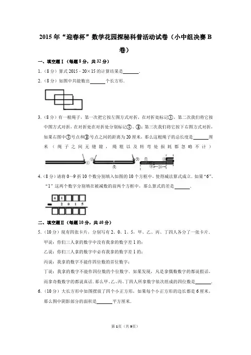 2020年“春笋杯”数学花园探秘科普活动试卷(小中组决赛b卷)