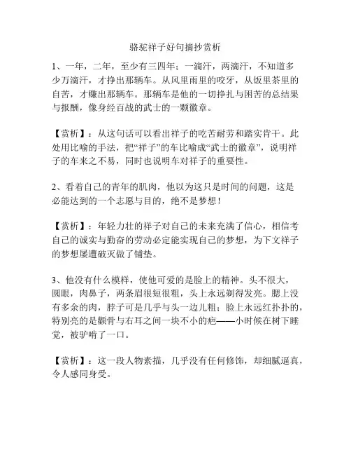 骆驼祥子好句摘抄赏析