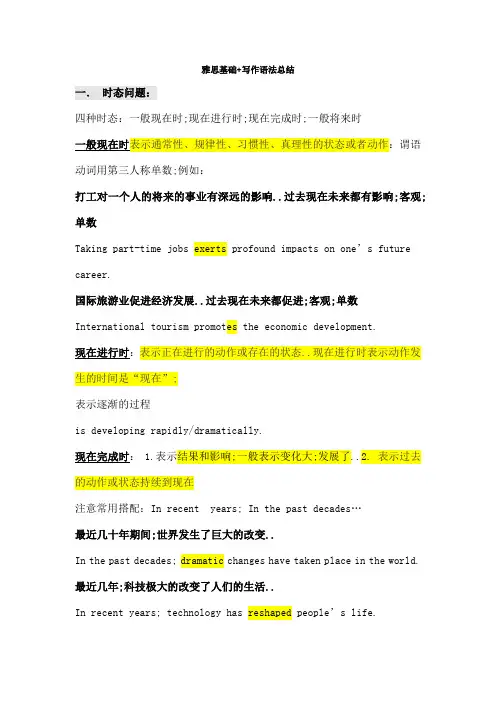 雅思写作语法练习答案