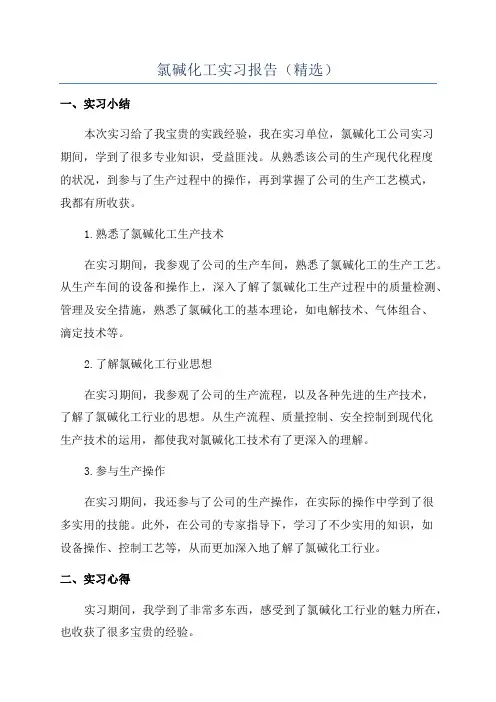 氯碱化工实习报告(精选)