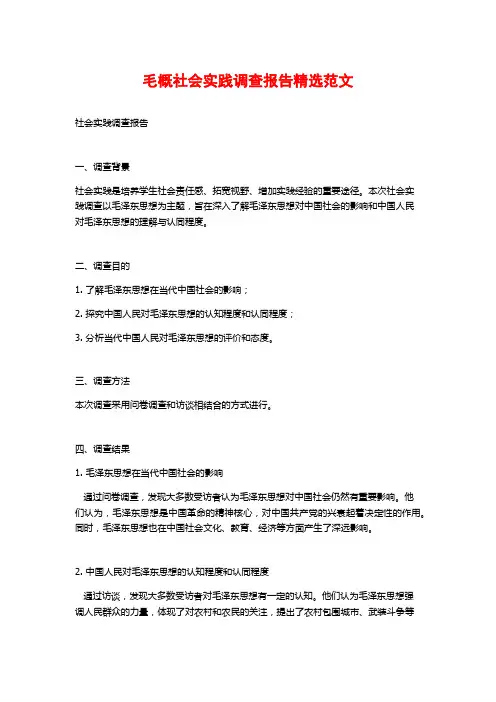 毛概社会实践调查报告精选范文