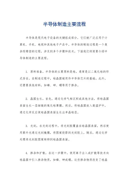 半导体制造主要流程