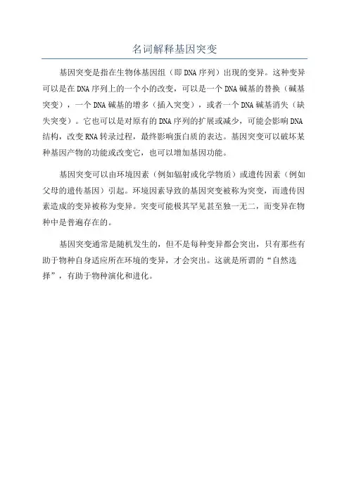 名词解释基因突变
