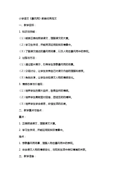 小学语文暴风雨教案范文