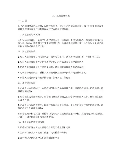 工厂质检管理制度