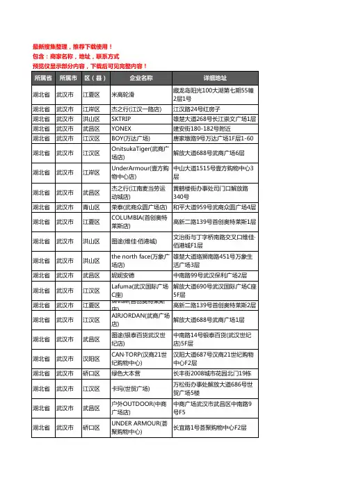 新版湖北省武汉市户外用品企业公司商家户名录单联系方式地址大全342家