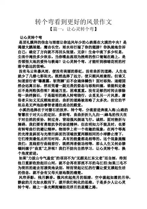 风作文之转个弯看到更好的风景作文