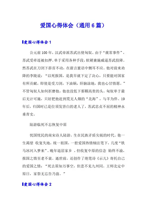 爱国心得体会(通用6篇)