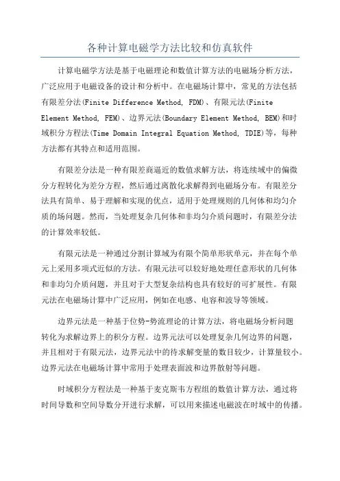 各种计算电磁学方法比较和仿真软件