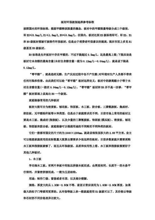 板材环保等级