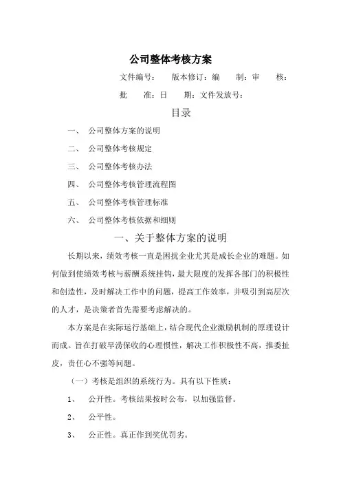 公司整体目标绩效管理方案全套
