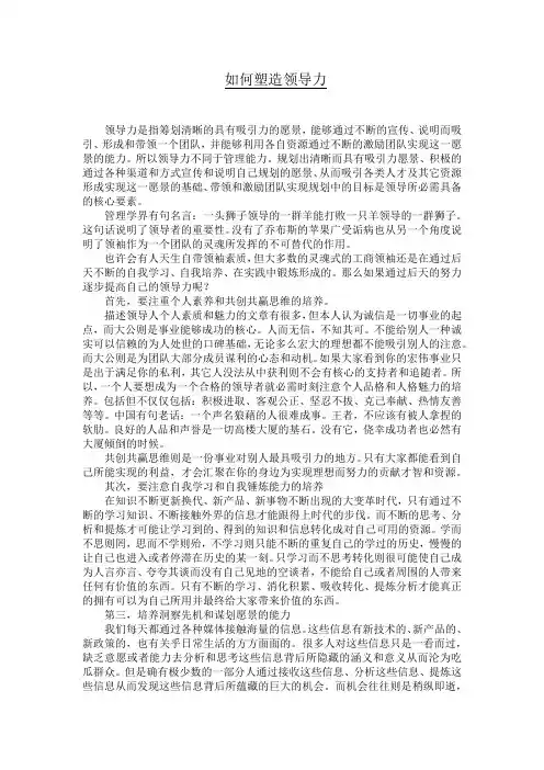 如何塑造领导力