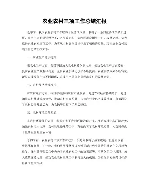 农业农村三项工作总结汇报