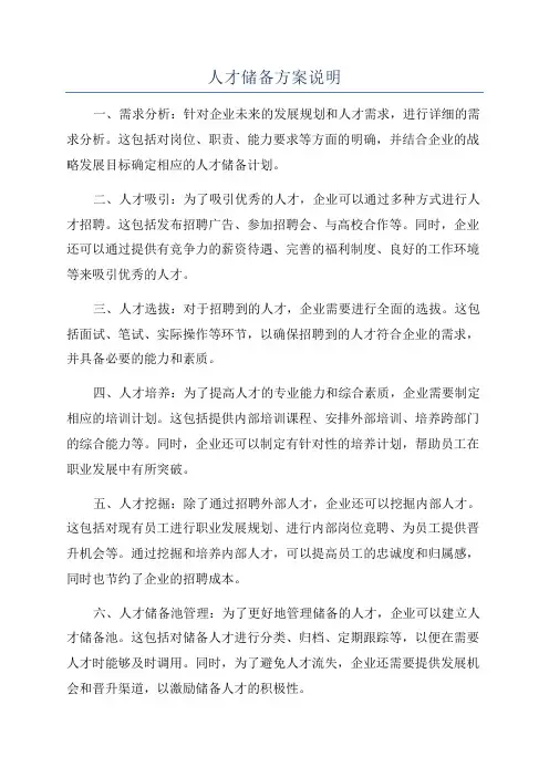 人才储备方案说明