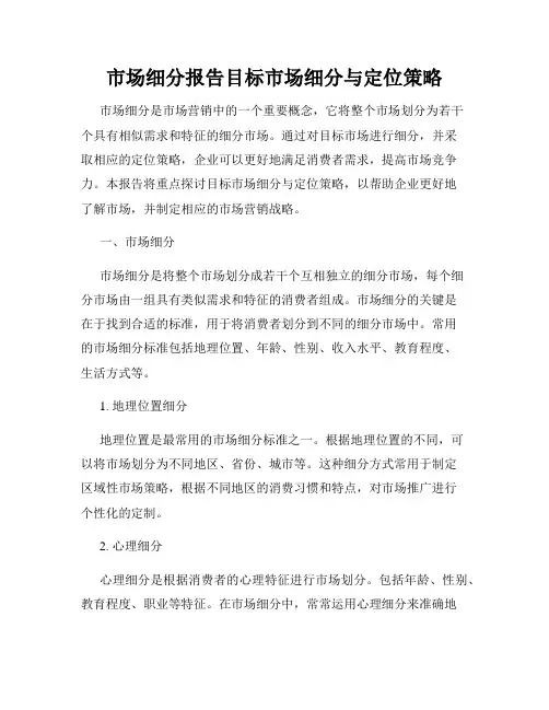 市场细分报告目标市场细分与定位策略